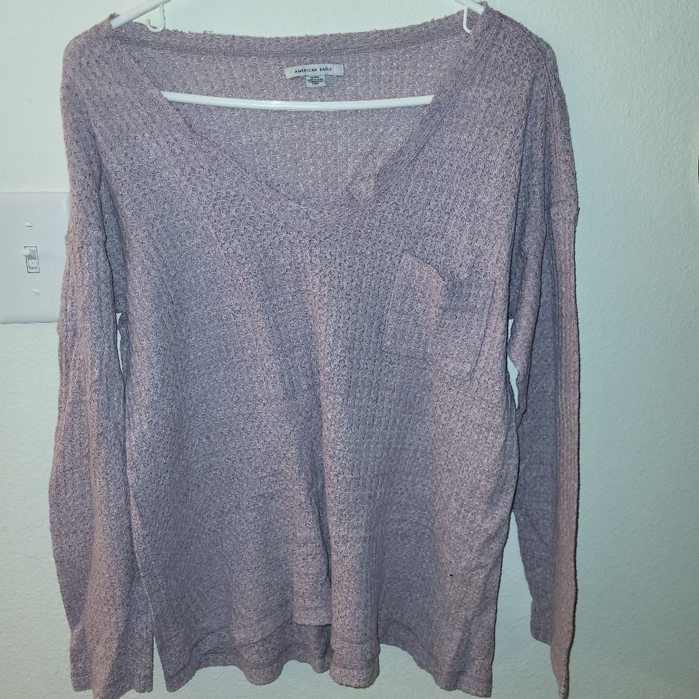 American Eagle size Medium comfortable blush pink dusty rose long sleeve tee